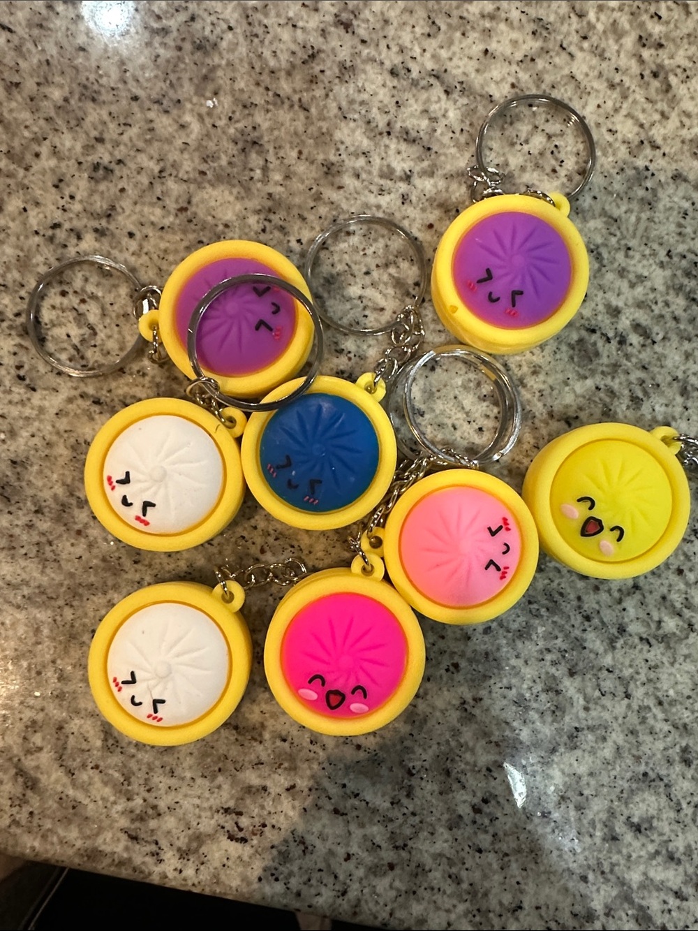 Cute Dumpling Keychains - Yellow Frame with Assorted Fruit Colors